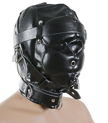 Чёрная закрытая маска на голову Пикантные штучки DP011