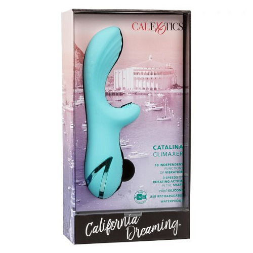 Голубой вибратор-ротатор с клиторальным отростком California Exotic Novelties Catalina Climaxer SE-4349-55-3 (20,25 см)