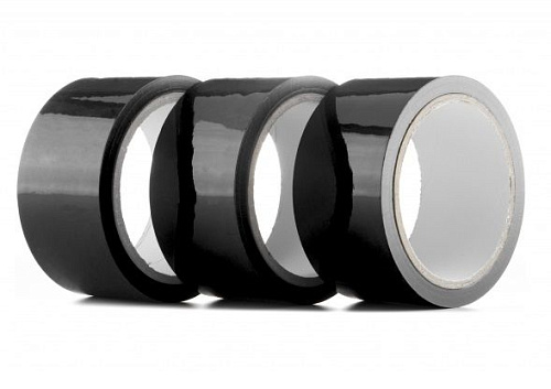 Набор из 3 мотков чёрных лент Bondage Tape длиной 20 метров каждый Shots Media BV OUBT001PACKBLK