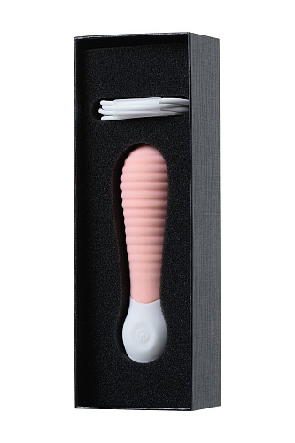 Нежно-розовый мини-вибратор с ребрами S-HANDE MINI 2 SHD-050-2P (11,8 см)