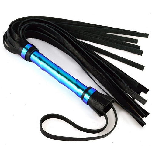 Кожаная плеть с голубой рукоятью Sitabella 3011-19 (40 см)