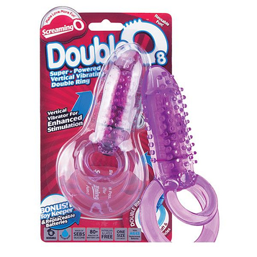 Фиолетовое виброкольцо с подхватом мошонки Screaming O DOUBLE O 8 PURPLE DBL08-PU-101