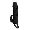 Чёрная насадка с клиторальным вибростимулятором и закрытой головкой Baile BI-026216-0801 (14 см)