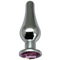 Серебристая анальная пробка с розовым кристаллом Eroticon P3407M-12 (13 см)