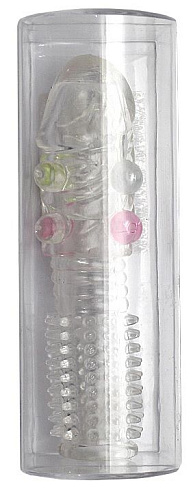 Прозрачная насадка с шипиками и бусинами Play Star NC-248 (14,5 см)