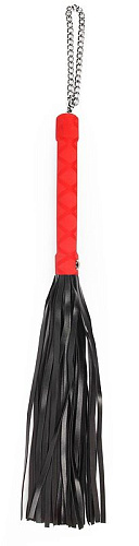 Чёрная многохвостая плеть-флоггер с красной ручкой Bior toys NTB-80643 (40 см)