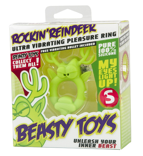 Вибронасадка зеленого цветам в форме оленя Shots Media BV Beasty Toys Rockin Reindeer SLI010