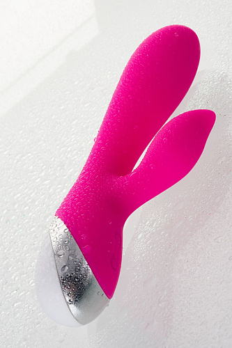 Розовый силиконовый вибратор с клиторальным стимулятором ToyFa LIA 561007 (19 см)