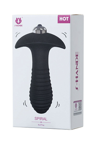 Чёрная анальная втулка с вибрацией S-HANDE SPIRAL SHD-065 (10,3 см)