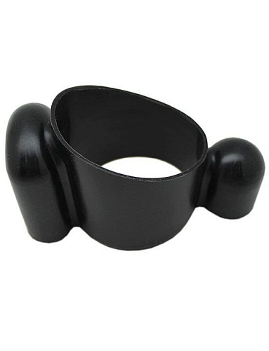 Чёрно-серебристый мини-вибратор на эластичном держателе для мужских помп Eroticon 30478