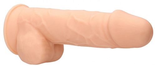 Телесный фаллоимитатор Shots Media BV Silicone Dildo With Balls REA076FLE (21,6 см)