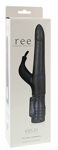 Чёрный вибратор с клиторальным стимулятором Ree Kelsi 350008 (18,5 см)