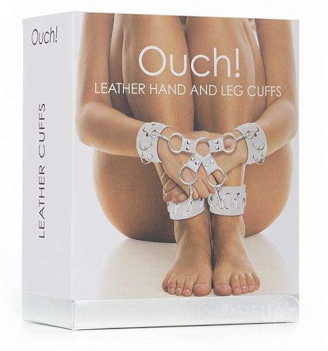 Белый комплект оков Hand And Legcuffs Shots Media BV OU050WHT