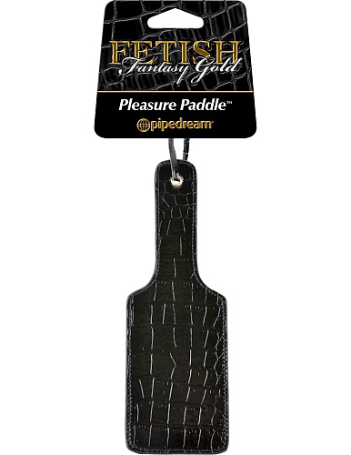 Чёрная с золотом шлёпалка Pipedream Gold Pleasure Paddle PD3972-23