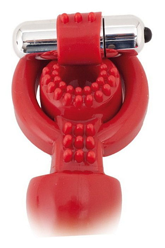 Красная вибронасадка с анальным стимулятором ToyFa 908001-9