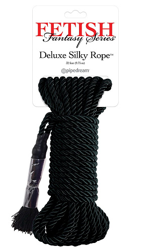 Черная веревка для фиксации Deluxe Silky Rope - 9,75 м. Pipedream PD3865-23