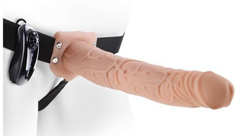 Телесный полый страпон на ремне Pipedream 11 Vibrating Hollow Strap-On  PD3378-21