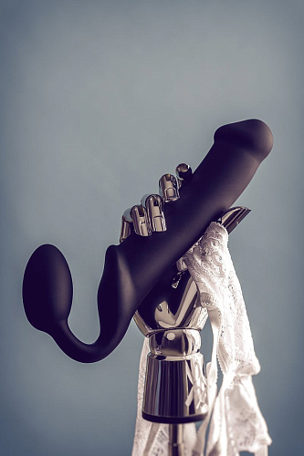 Чёрный безремневой страпон Strap-on-me Silicone Bendable Strap-On XL 6012888