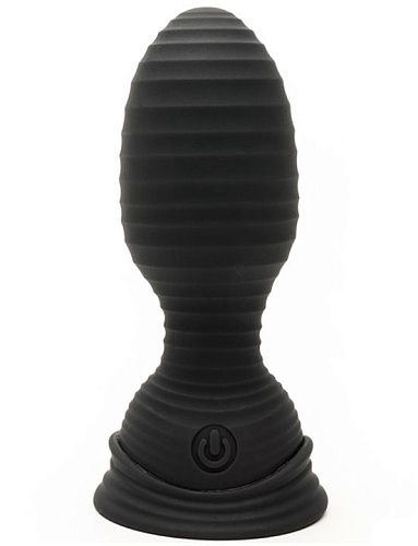 Чёрная расширяющаяся вибропробка с пультом Yuanse Athena G-0023 (11,6 см)