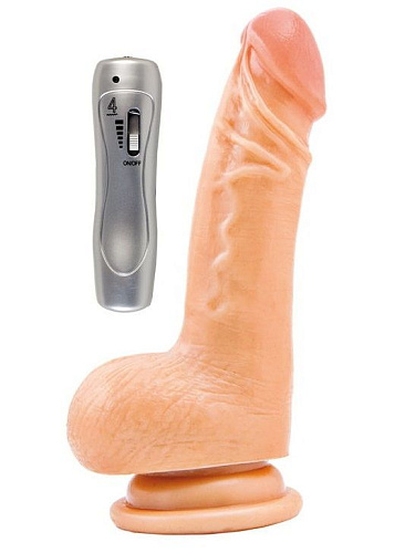 Реалистичный вибратор с пультом ДУ телесного цвета ToyFa RealStick #104 961004 (15 см)