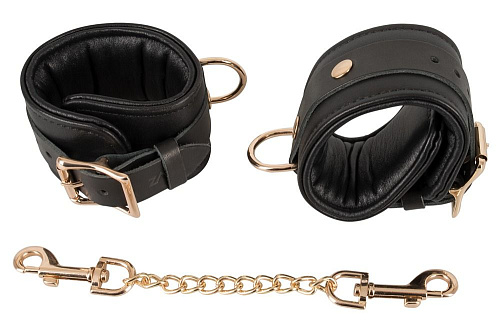 Чёрные наручи на карабинах Orion Leather Handcuffs 20306751001