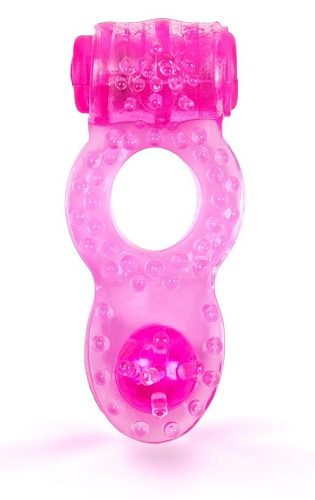 Розовое эрекционное кольцо c виброэлементом Brazzers BRC007