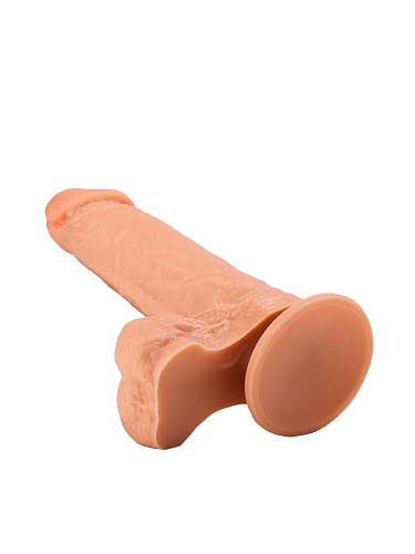 Телесный фаллоимитатор с мошонкой на подошве-присоске LOVETOY (А-Полимер) 101600 (16,5 см)
