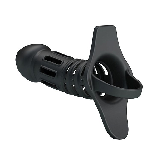 Чёрная рельефная насадка на пенис Baile Hercules Penis Sleeve BI-026232 (11,5 см)