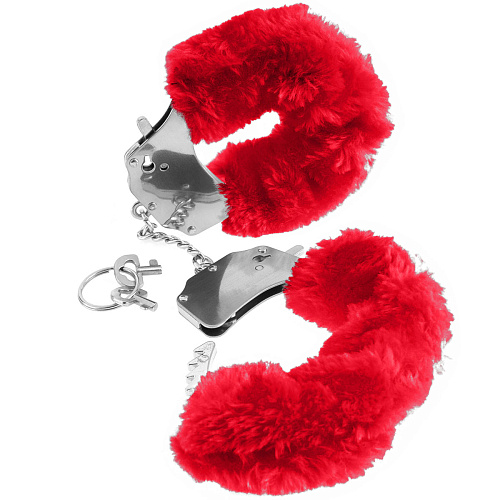 Меховые красные наручники Pipedream Original Furry Cuffs PD3804-15