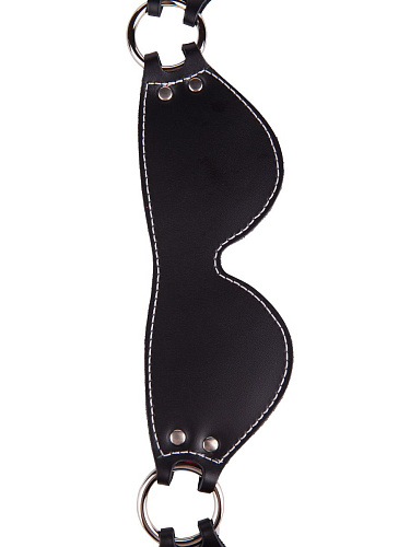 Чёрная маска из натуральной кожи с контрастной строчкой по краю Sitabella 3175-1