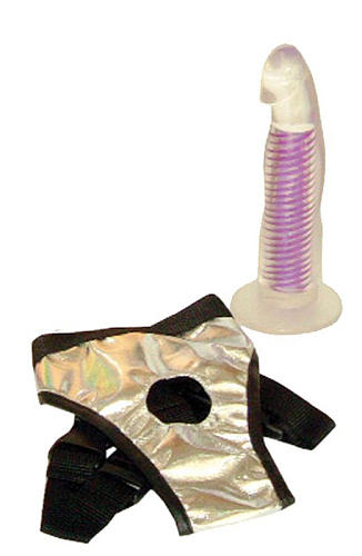 Прозрачный женский страпон на трусиках Seven Creations STRAP-ON HORIZON DONG 05-286CLV-BX (17,8 см)