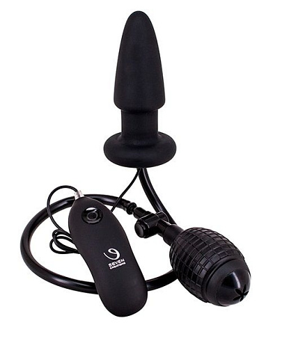 Чёрная вибропробка с функцией расширения Seven Creations FANNY HILLS SILICONE BUTT PLUG 51124 (11 см)