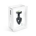 Чёрный анальный плаг с кристаллом в виде цветка DIOGOL ANNI R Clover Black Green T1 8120010061 (6 см)