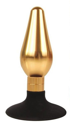 Конусовидная анальная пробка золотисто-чёрного цвета Bior toys IL-28003-GLD (10 см)