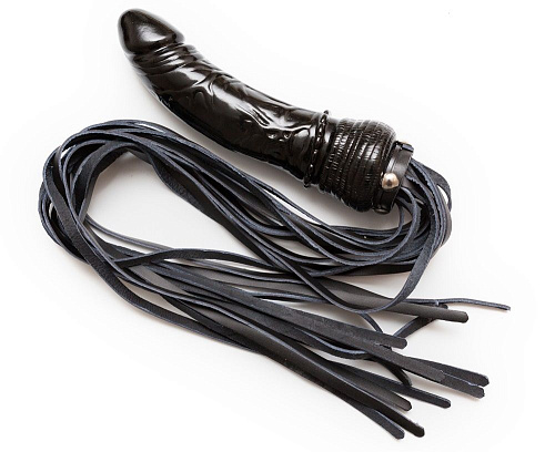 Чёрная плеть с фаллоимитатором Пикантные штучки DP103