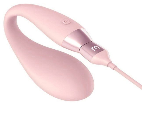 Силиконовый С-образный хай-тек вибромассажёр-кит нежно-розового цвета ImToy Whale