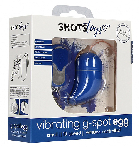 Синее виброяйцо Shots Media BV Small Wireless Vibrating G-Spot Egg SHT087BLU