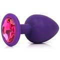 Фиолетовая анальная пробка с малиновым кристаллом Bior toys SF-70702-14 (9,5 см)