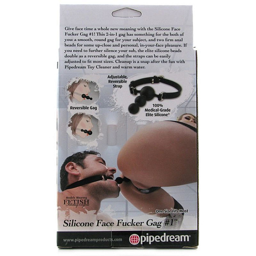 Чёрный кляп с ёлочкой Pipedream Silicone Face Fucker Gag PD3698-01
