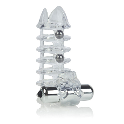 Прорачная вибронасадка с клиторальным стимулятором California Exotic Novelties Jaguar Enhancer with Beads SE-1631-10-3