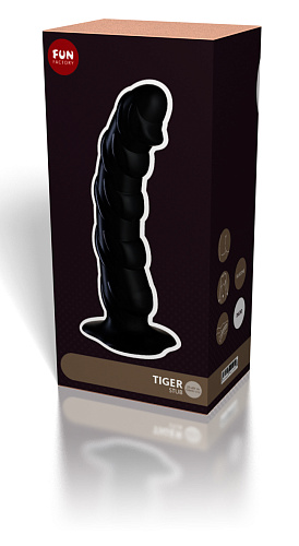 Чёрный рельефный фаллоимитатор Fun Factory Tiger 24108 (22 см)
