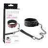 Чёрный кожаный ошейник с поводком Erokay Collar With Leash EK-3103BLK