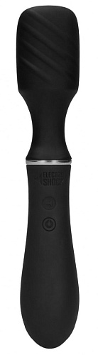 Чёрный универсальный вибратор с электростимуляцией Shots Media BV Electro Vibrating Wand ELC018BLK