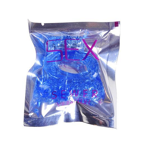 Голубое эрекционное кольцо с вибратором и подхватыванием мошонки Sextoy 2011 00128-A-1