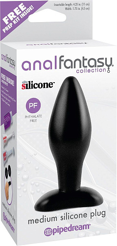 Анальная конусообразная пробка в чёрном цвете Pipedream Medium Silicone Plug PD4603-23 (13 см)