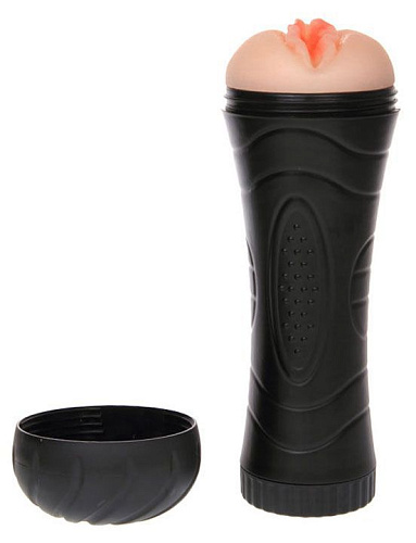 Телесно-бежевый мастурбатор-вагина в тубе c вибрацией Eroticon Lolita 30397