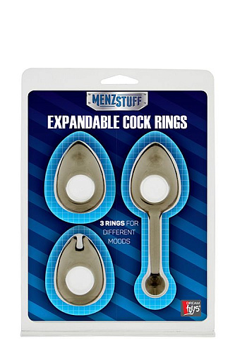 Набор из 3 дымчатых эрекционных колец Dream Toys MENZSTUFF EXPANDABLE COCKRING SET 21164