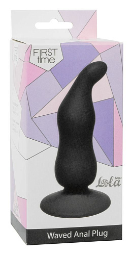 Чёрная анальная пробка Lola toys Waved Anal Plug Black 4104-03Lola (11 см)