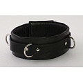 Средний подшитый ошейник из чёрной натуральной кожи Beastly 10335-2B