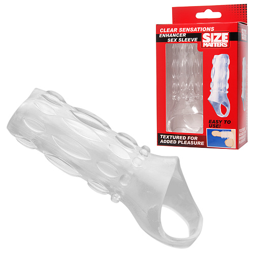 Прозрачная насадка на пенис с кольцом для мошонки XR Brands Clear Sensations Enhancer Sex Sleeve AE288-Clear (11,5 см)